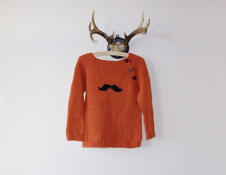 Woolen pullover for kids "Moustache"
