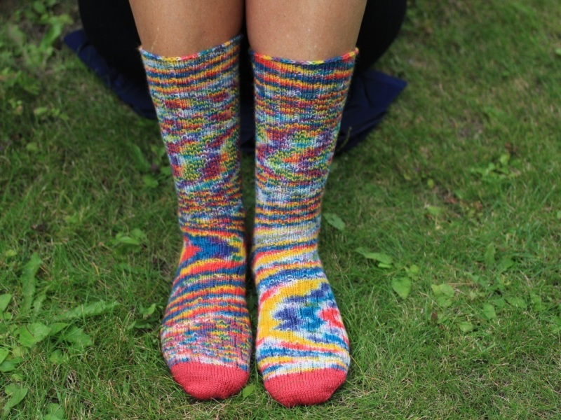 Handmade wool socks inspired by blooming roses